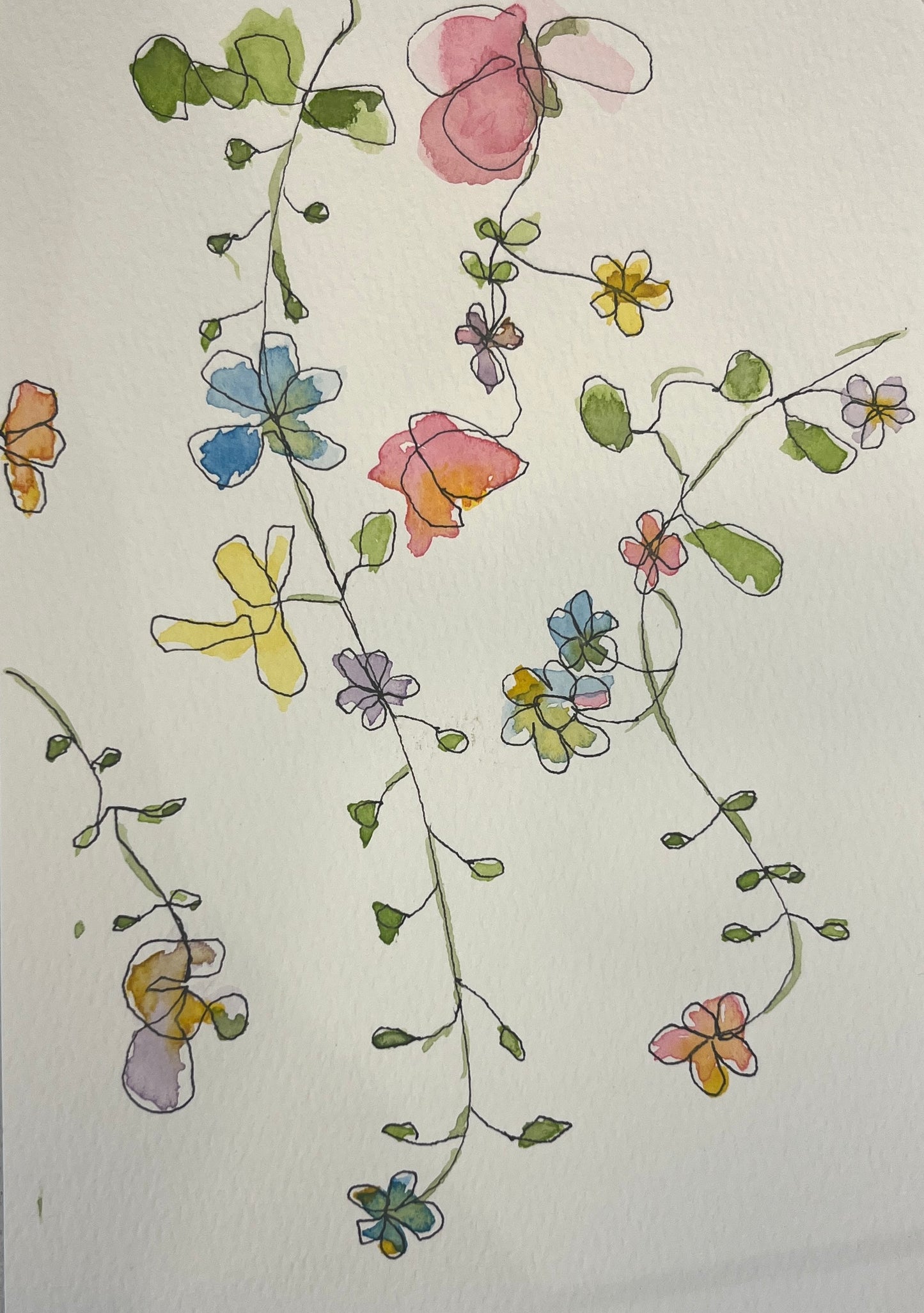 Baby Watercolor Funky Flowers