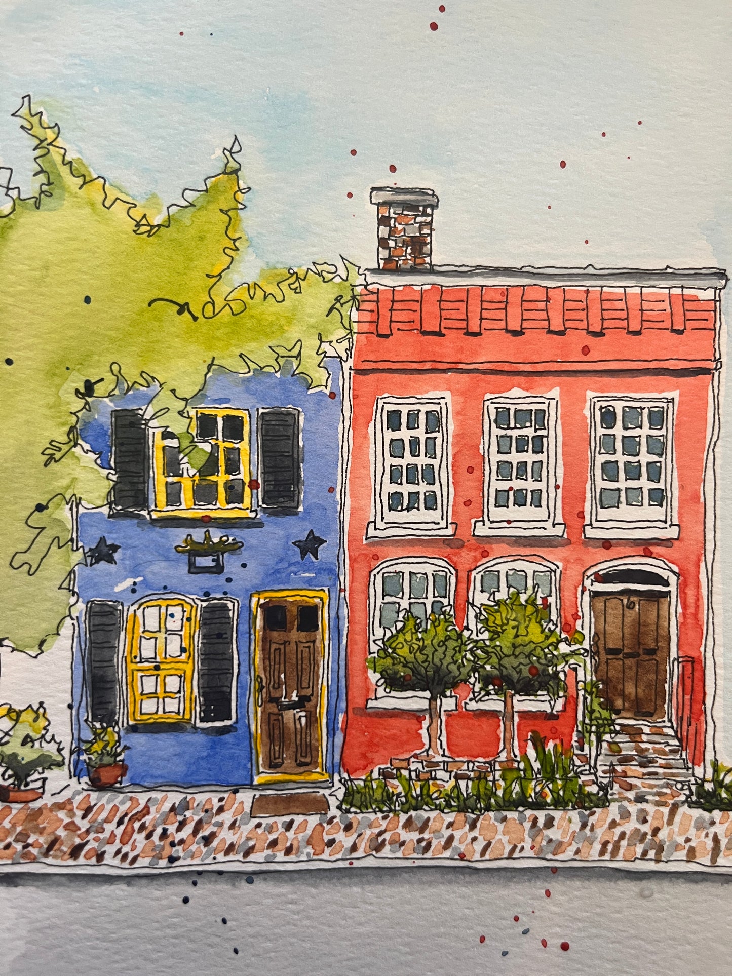 Colorful Neighbors Brick Row Houses