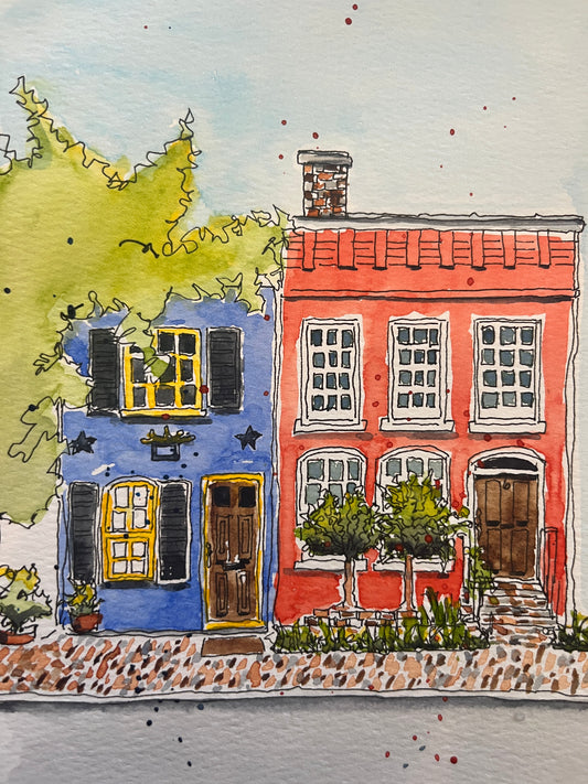 Colorful Neighbors Brick Row Houses