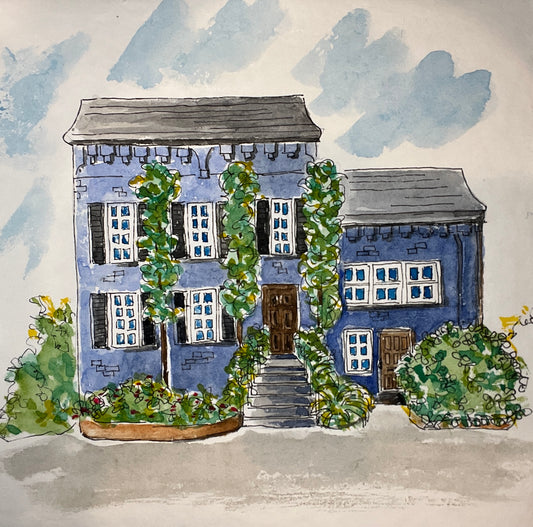 Indigo Brick Watercolor